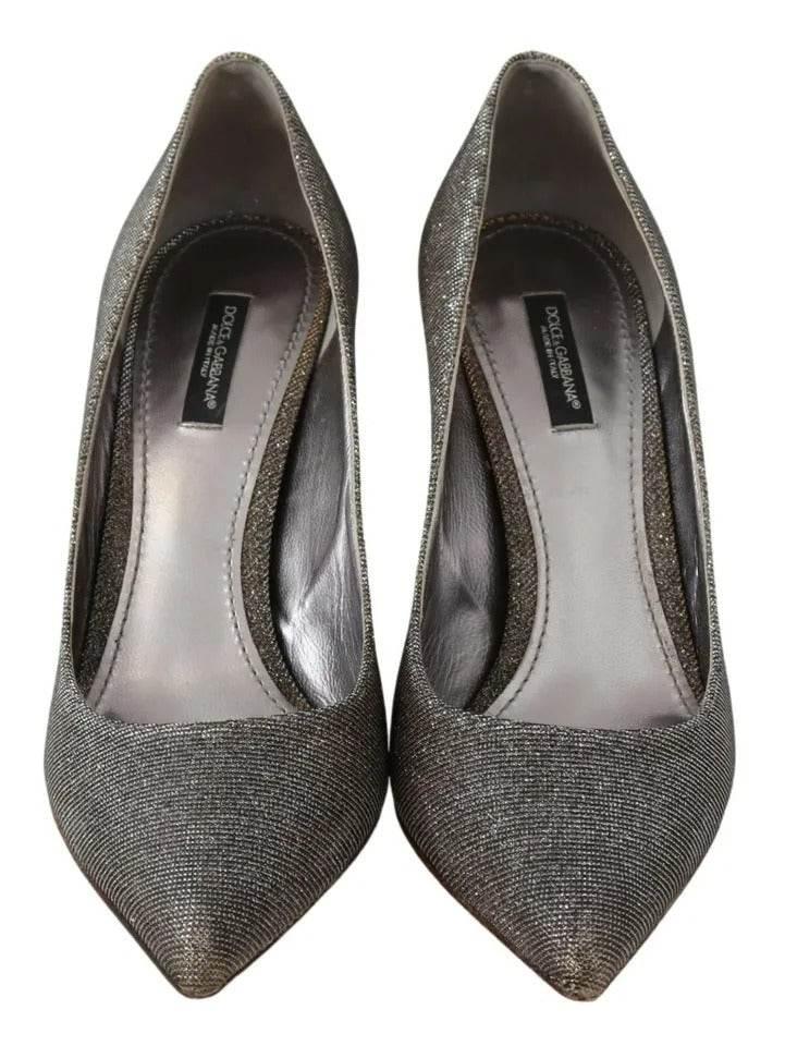 Dolce & Gabbana Gold Silver Heels Pumps Pointed Toes Shoes - Hilstor