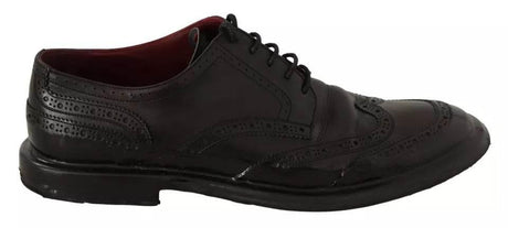 Dolce & Gabbana Black Leather Brogue Oxford Dress Shoes - Hilstor