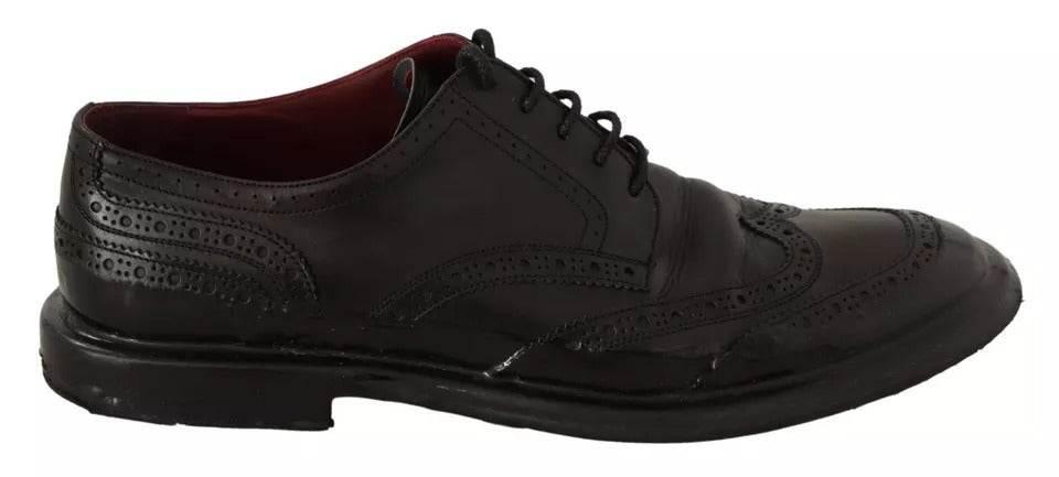 Dolce & Gabbana Black Leather Brogue Oxford Dress Shoes - Hilstor