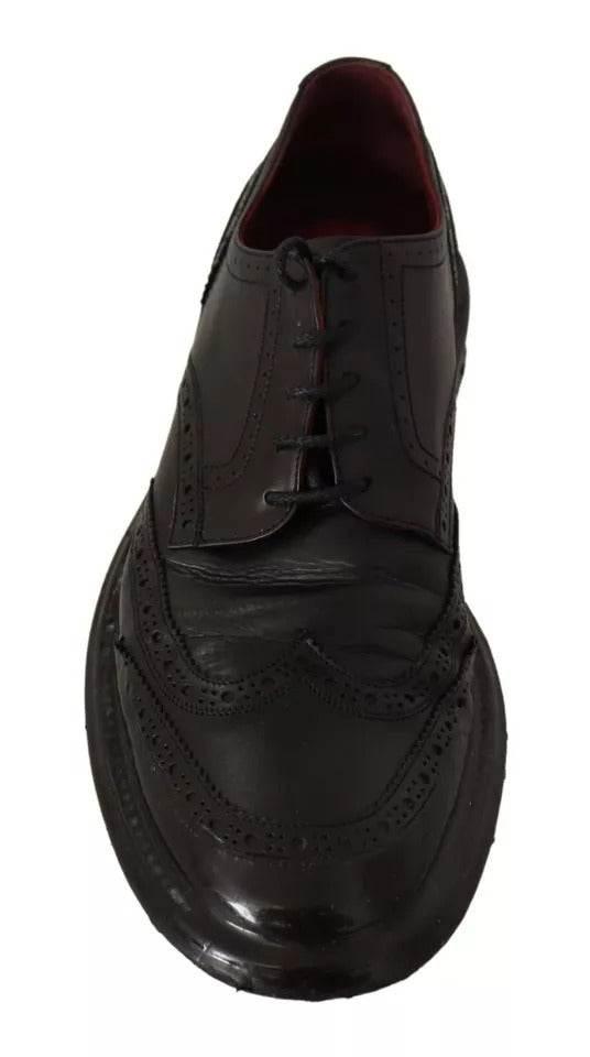 Dolce & Gabbana Black Leather Brogue Oxford Dress Shoes - Hilstor