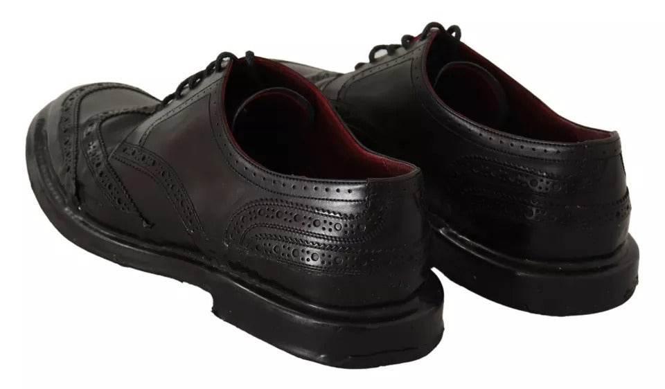 Dolce & Gabbana Black Leather Brogue Oxford Dress Shoes - Hilstor