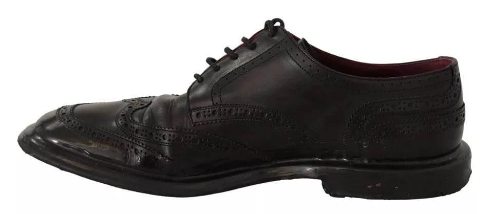 Dolce & Gabbana Black Leather Brogue Oxford Dress Shoes - Hilstor