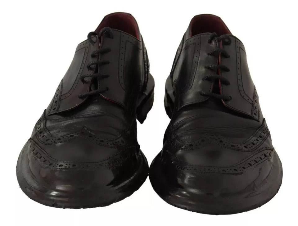 Dolce & Gabbana Black Leather Brogue Oxford Dress Shoes - Hilstor