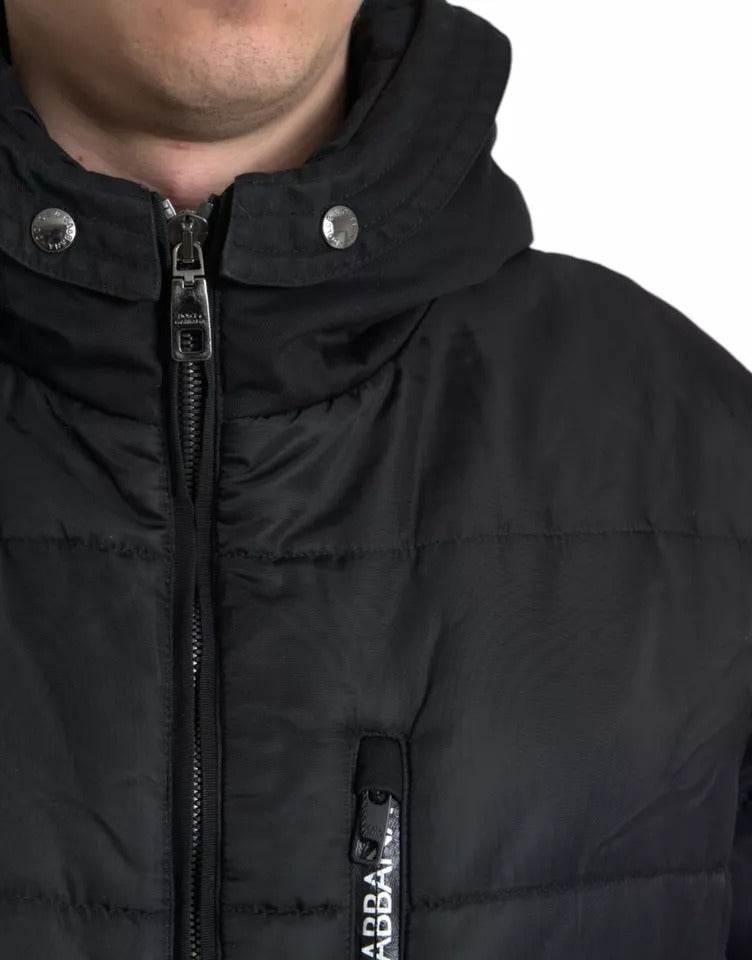 Dolce & Gabbana Black Nylon Hooded Parka Coat Winter Jacket - Hilstor
