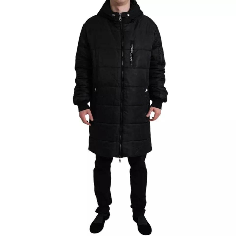 Dolce & Gabbana Black Nylon Hooded Parka Coat Winter Jacket - Hilstor