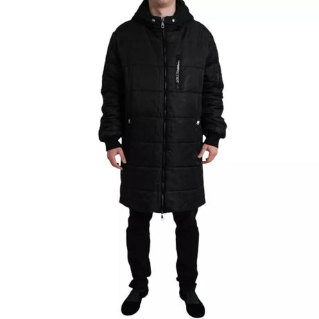 Dolce & Gabbana Black Nylon Hooded Parka Coat Winter Jacket - Hilstor