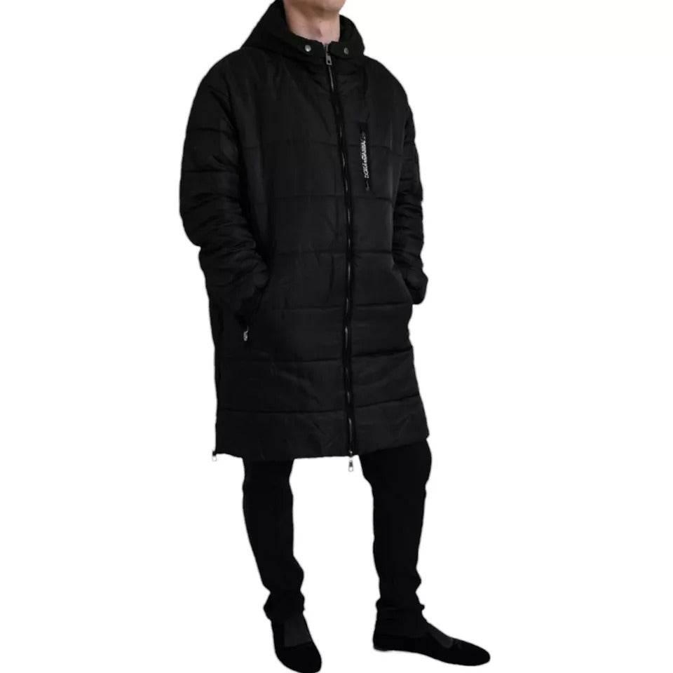 Dolce & Gabbana Black Nylon Hooded Parka Coat Winter Jacket - Hilstor