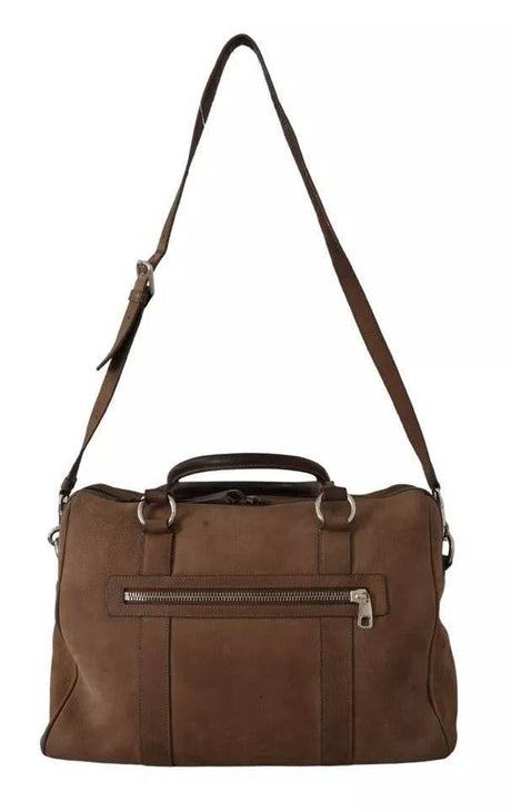 Dolce & Gabbana Brown Leather Shoulder Strap Travel Messenger Gym Men Bag - Hilstor