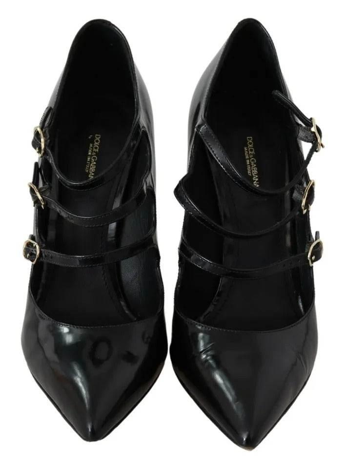 Dolce & Gabbana Black Leather Ankle Strap Heels Pumps Shoes - Hilstor