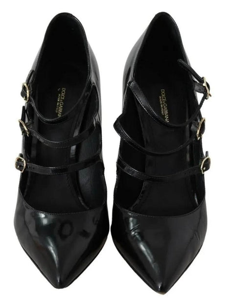 Dolce & Gabbana Black Leather Ankle Strap Heels Pumps Shoes - Hilstor