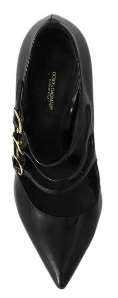 Dolce & Gabbana Black Leather Ankle Strap Heels Pumps Shoes - Hilstor