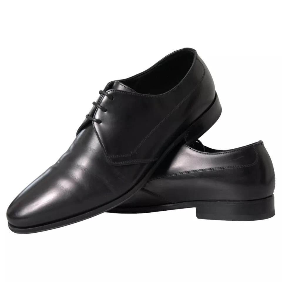Dolce & Gabbana Black Leather Derby Formal Dress Men Shoes - Hilstor