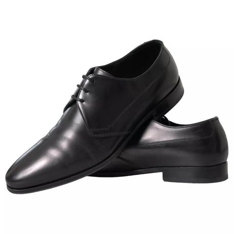 Dolce & Gabbana Black Leather Derby Formal Dress Men Shoes - Hilstor