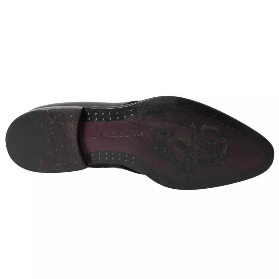 Dolce & Gabbana Black Leather Derby Formal Dress Men Shoes - Hilstor