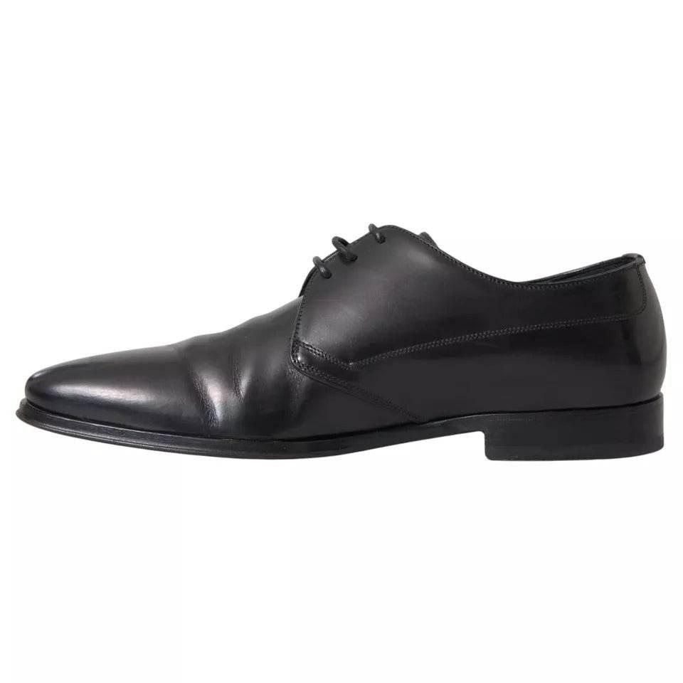 Dolce & Gabbana Black Leather Derby Formal Dress Men Shoes - Hilstor
