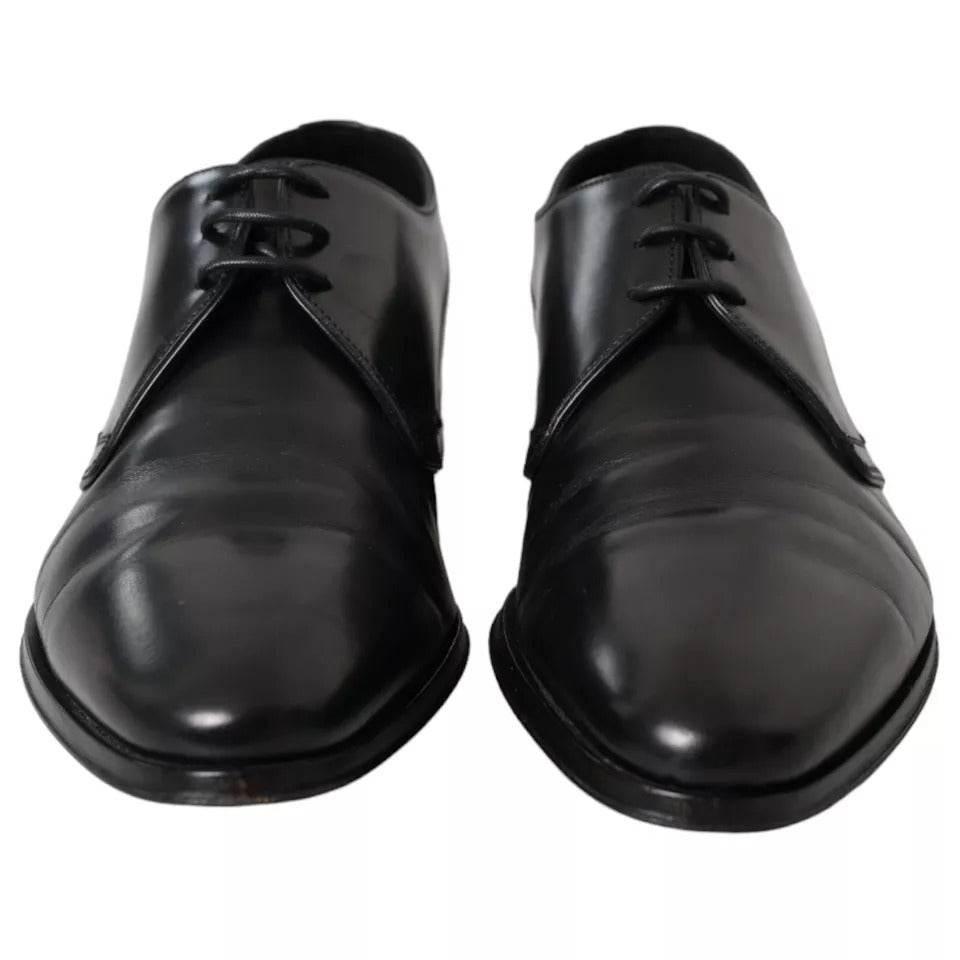 Dolce & Gabbana Black Leather Derby Formal Dress Men Shoes - Hilstor