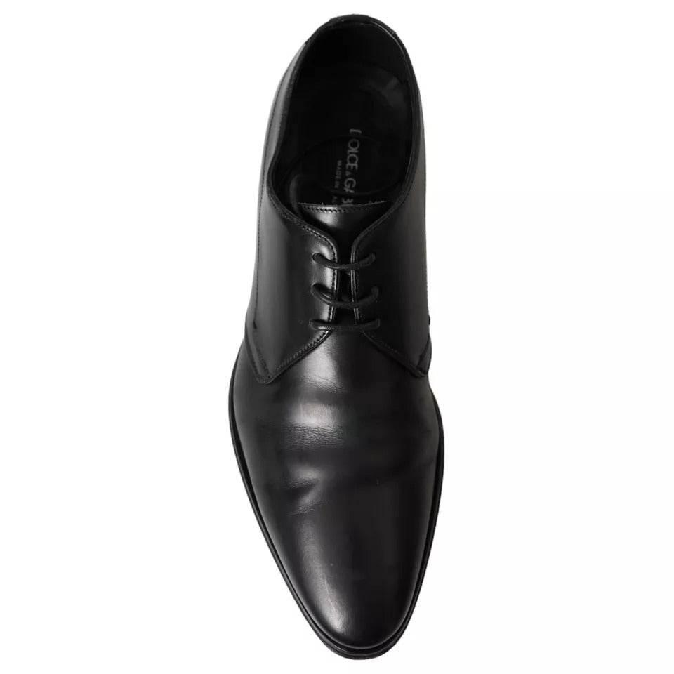 Dolce & Gabbana Black Leather Derby Formal Dress Men Shoes - Hilstor