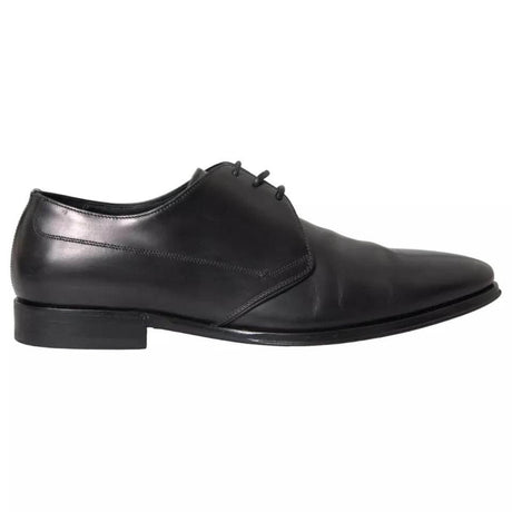 Dolce & Gabbana Black Leather Derby Formal Dress Men Shoes - Hilstor