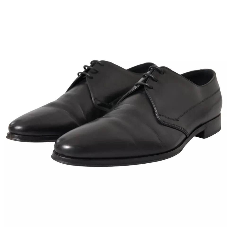 Dolce & Gabbana Black Leather Derby Formal Dress Men Shoes - Hilstor