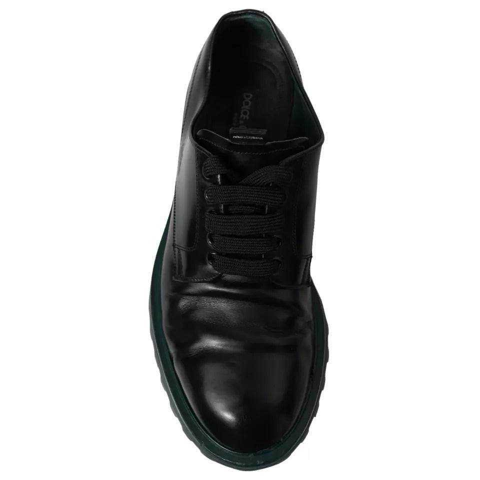 Dolce & Gabbana Black Leather Derby Formal Dress Shoes - Hilstor