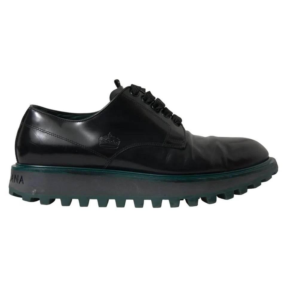 Dolce & Gabbana Black Leather Derby Formal Dress Shoes - Hilstor