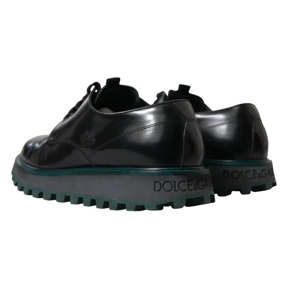 Dolce & Gabbana Black Leather Derby Formal Dress Shoes - Hilstor