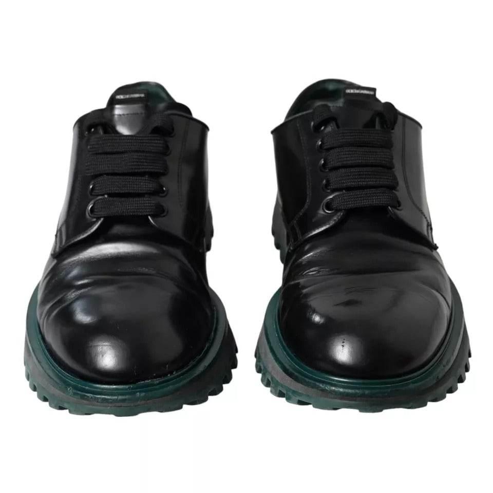 Dolce & Gabbana Black Leather Derby Formal Dress Shoes - Hilstor