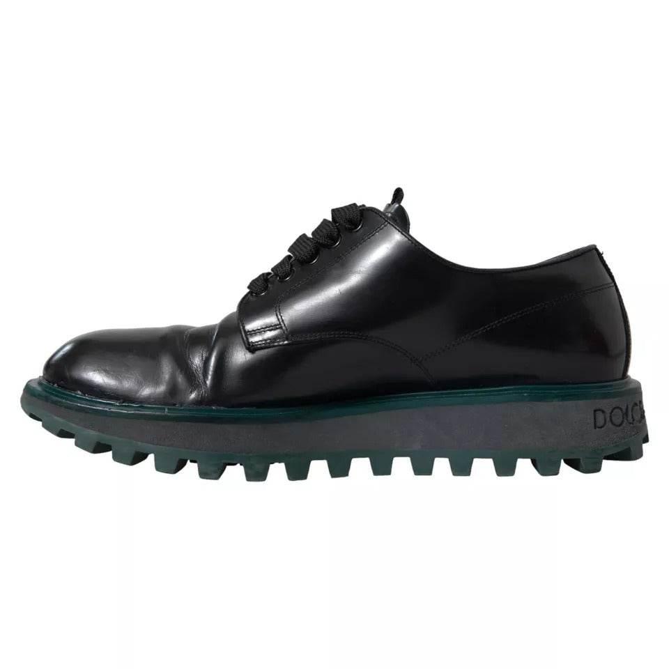 Dolce & Gabbana Black Leather Derby Formal Dress Shoes - Hilstor