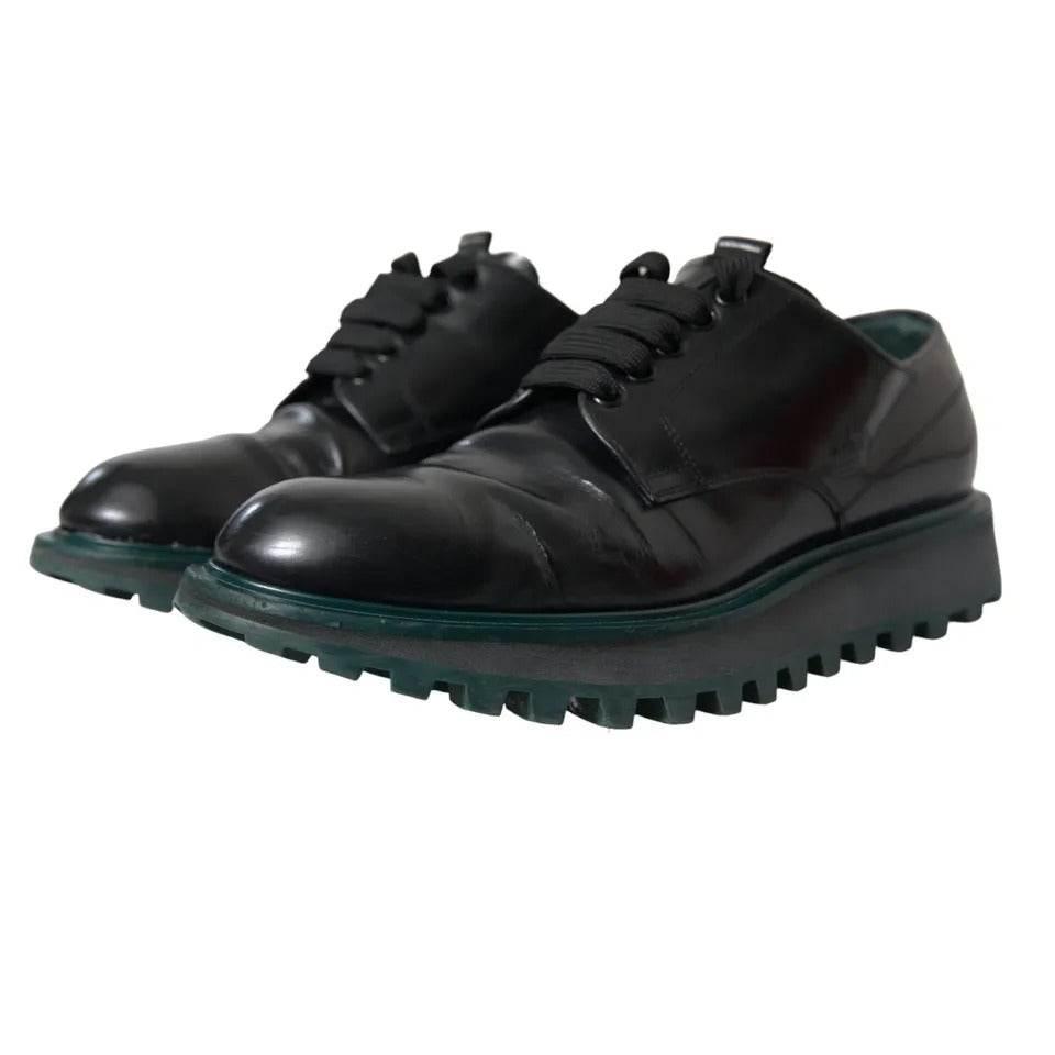 Dolce & Gabbana Black Leather Derby Formal Dress Shoes - Hilstor