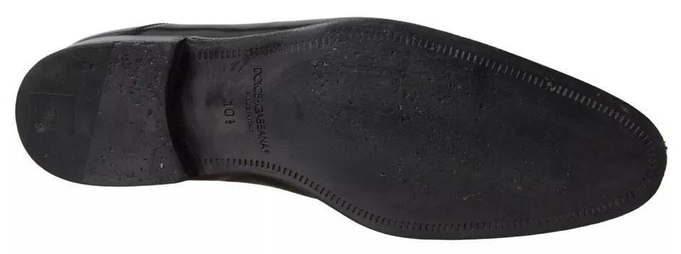 Dolce & Gabbana Black Polished Leather Formal Dress Shoes - Hilstor