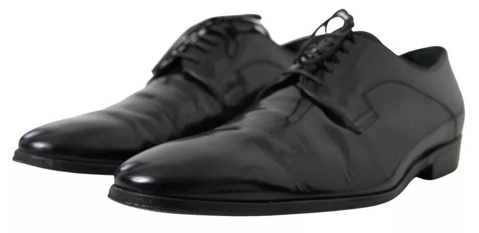 Dolce & Gabbana Black Polished Leather Formal Dress Shoes - Hilstor