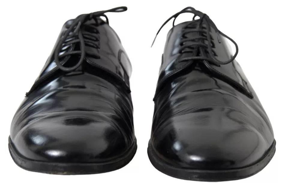 Dolce & Gabbana Black Polished Leather Formal Dress Shoes - Hilstor