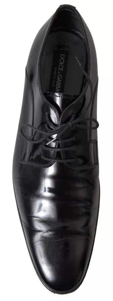 Dolce & Gabbana Black Polished Leather Formal Dress Shoes - Hilstor