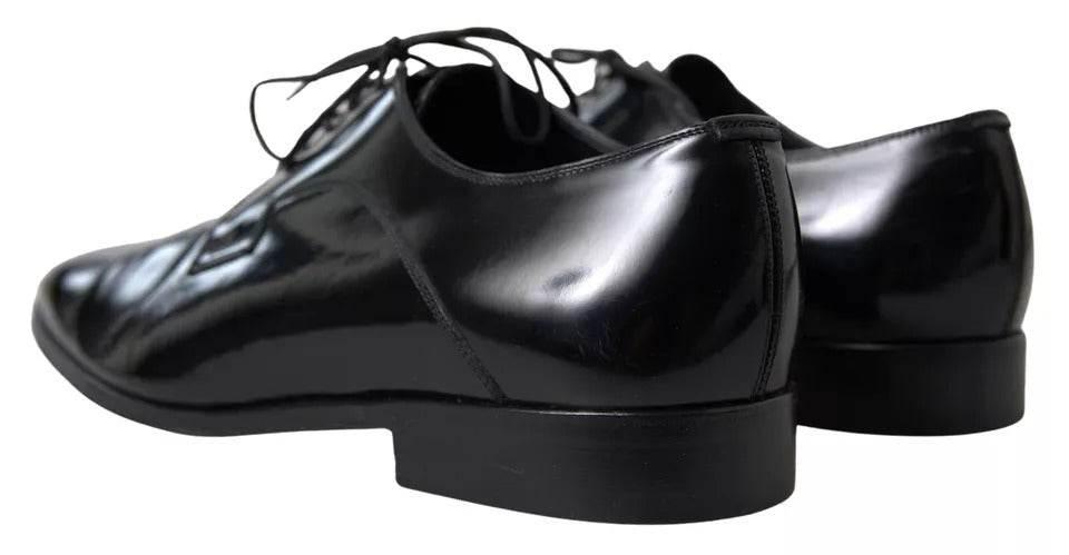 Dolce & Gabbana Black Polished Leather Formal Dress Shoes - Hilstor