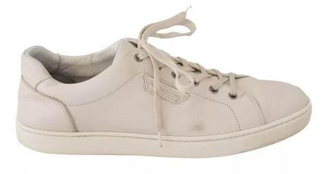 Dolce & Gabbana White Casual Leather Logo Men Sneakers Shoes - Hilstor