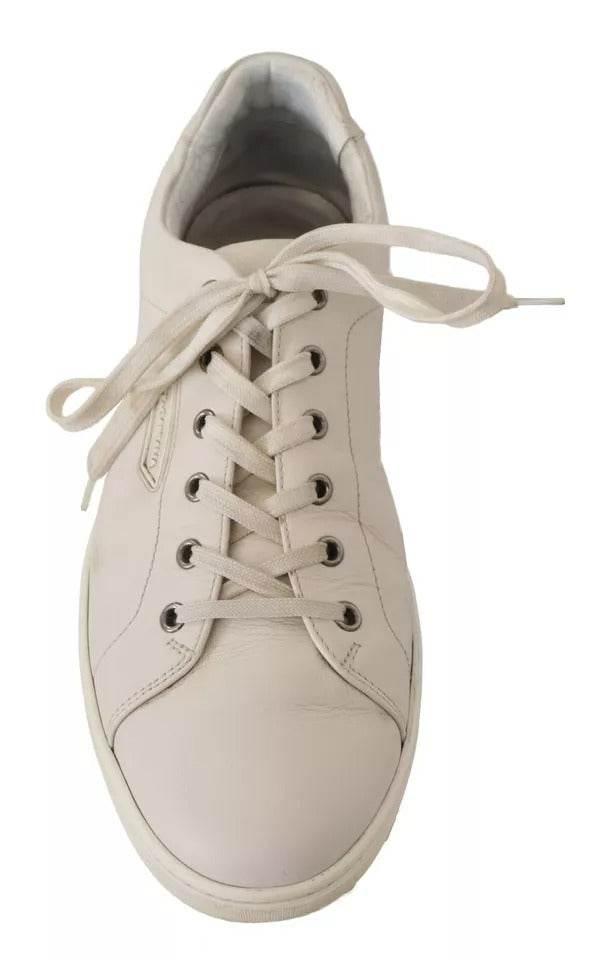 Dolce & Gabbana White Casual Leather Logo Men Sneakers Shoes - Hilstor