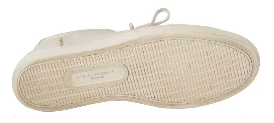 Dolce & Gabbana White Casual Leather Logo Men Sneakers Shoes - Hilstor