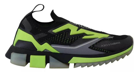 Dolce & Gabbana Black Yellow SORRENTO Sport Stretch Sneakers Shoes - Hilstor