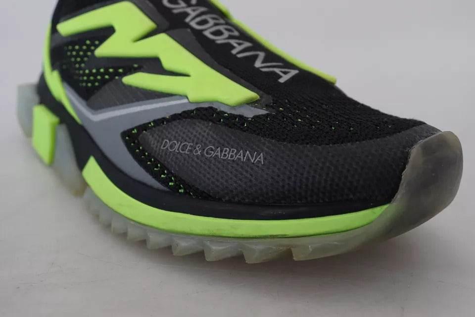 Dolce & Gabbana Black Yellow SORRENTO Sport Stretch Sneakers Shoes - Hilstor