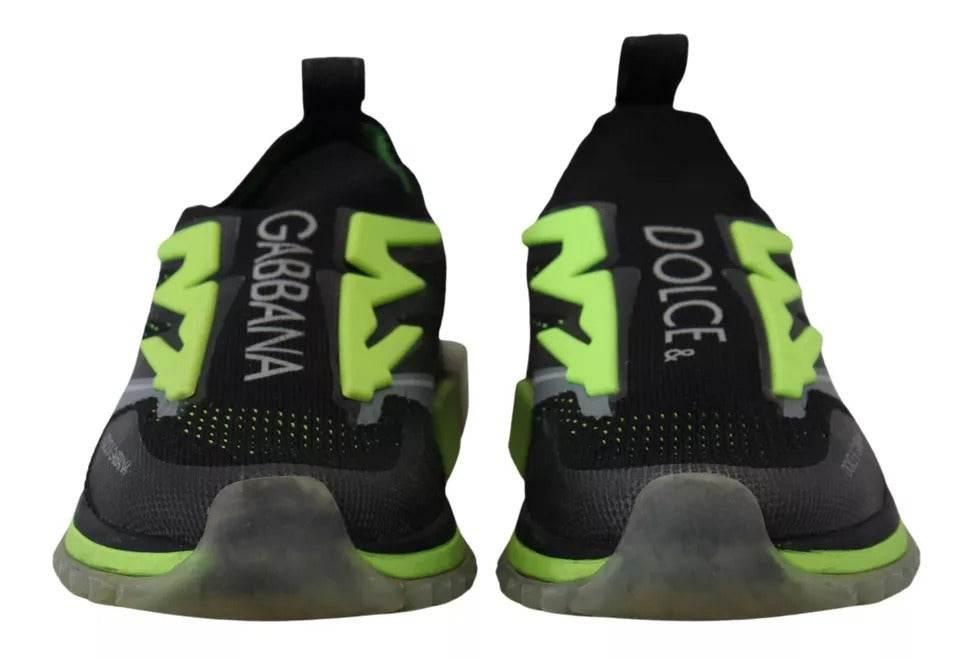 Dolce & Gabbana Black Yellow SORRENTO Sport Stretch Sneakers Shoes - Hilstor