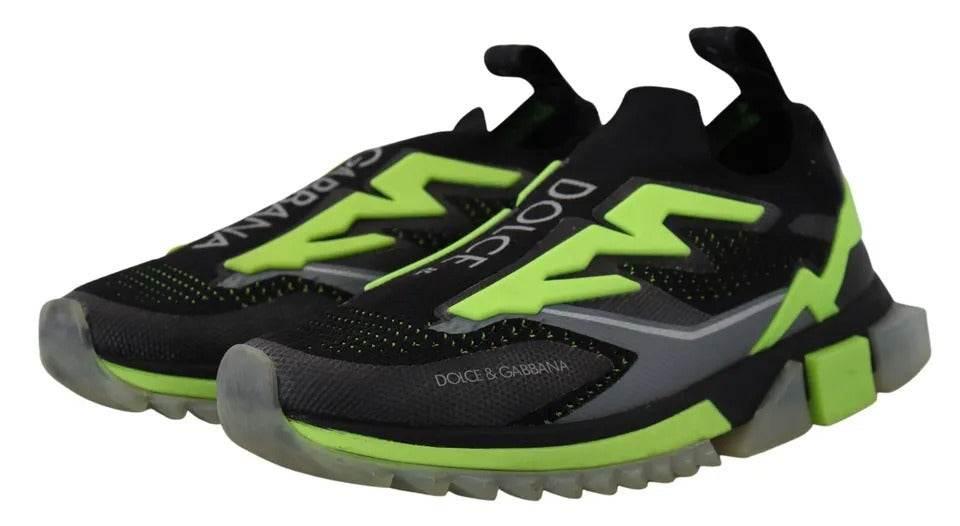Dolce & Gabbana Black Yellow SORRENTO Sport Stretch Sneakers Shoes - Hilstor