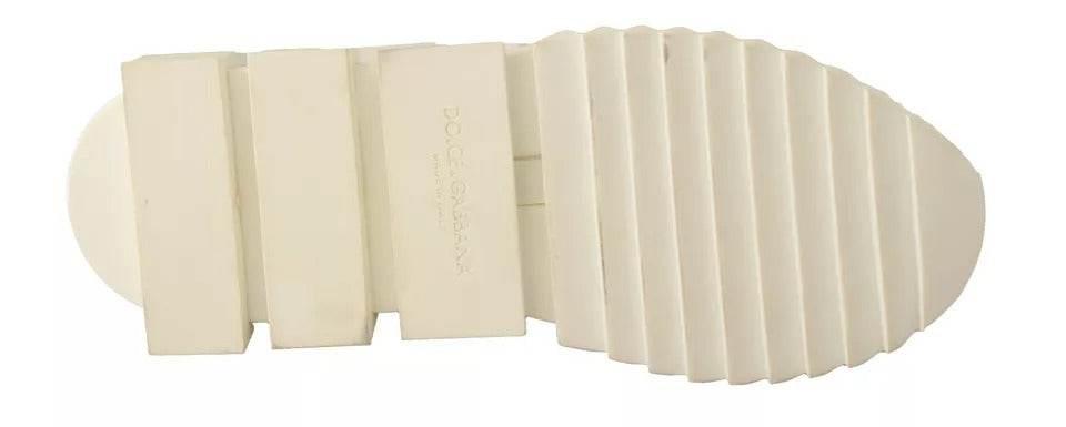 Dolce & Gabbana White Fabric Suede Sorrento Lace Up Sneakers Shoes - Hilstor