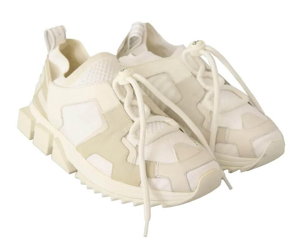 Dolce & Gabbana White Fabric Suede Sorrento Lace Up Sneakers Shoes - Hilstor