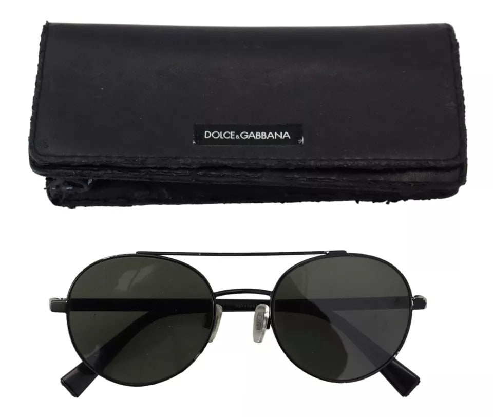 Dolce &amp; Gabbana mat sort stål stel Grøn linse DG2245 solbriller