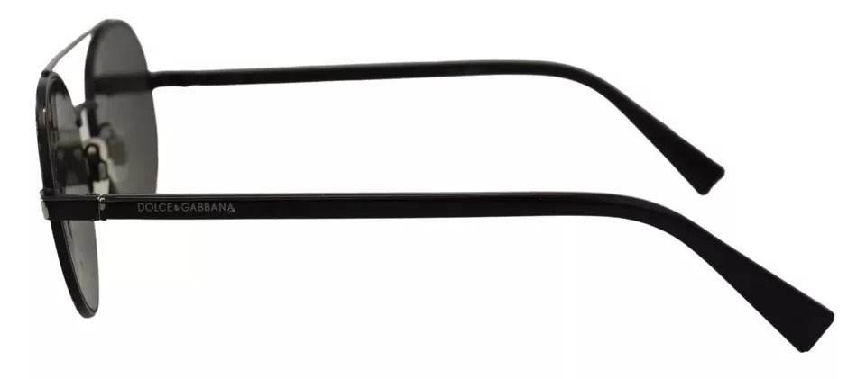 Dolce & Gabbana Matte Black Steel Frame Green Lens DG2245 Sunglasses - Hilstor