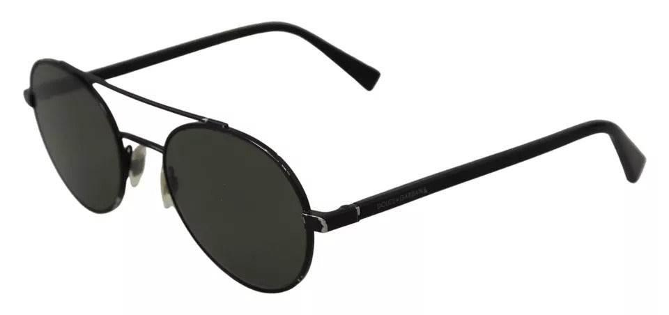 Dolce & Gabbana Matte Black Steel Frame Green Lens DG2245 Sunglasses - Hilstor