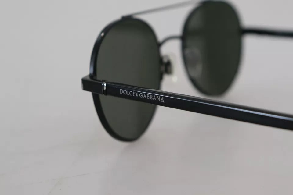 Dolce &amp; Gabbana mat sort stål stel Grøn linse DG2245 solbriller