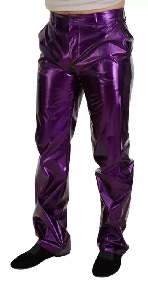 Dolce & Gabbana Purple Shining Men Casual Pants - Hilstor