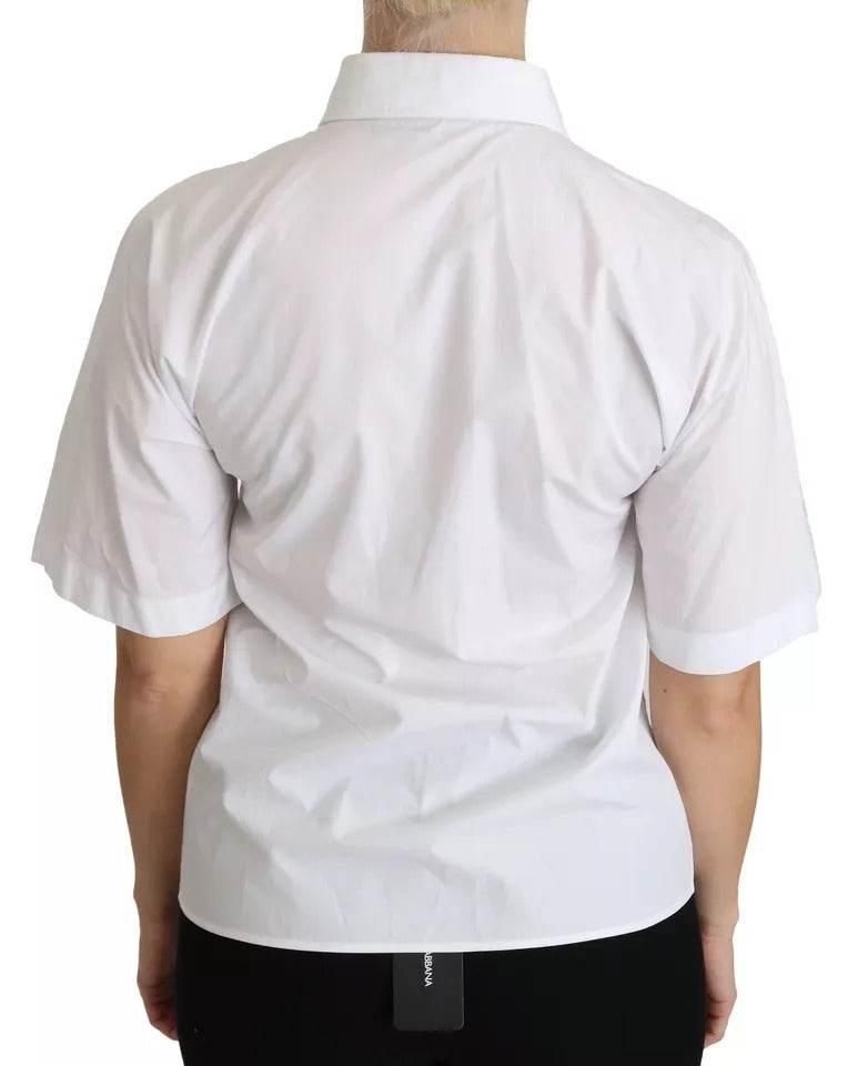 Dolce & Gabbana White Collared Short Sleeve Polo Shirt Top - Hilstor