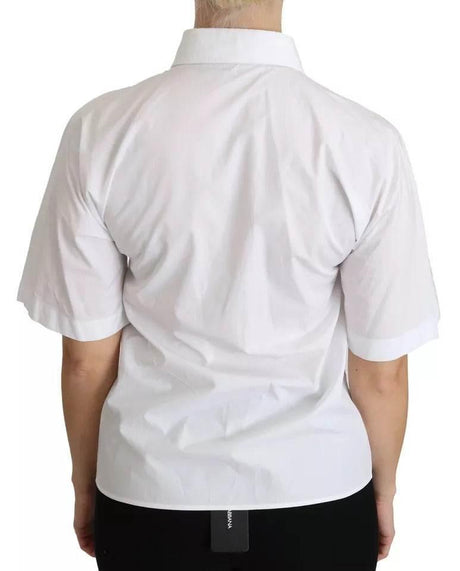 Dolce & Gabbana White Collared Short Sleeve Polo Shirt Top - Hilstor
